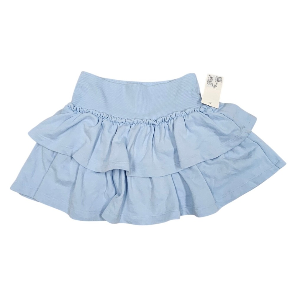 T & B Tiered Ruffle Skirt Girls L Blue Falls Ribbed Waist Coquette Balletcore